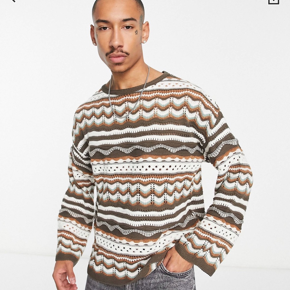 🌷ASOS DESIGN knitted sweater with textured stripes